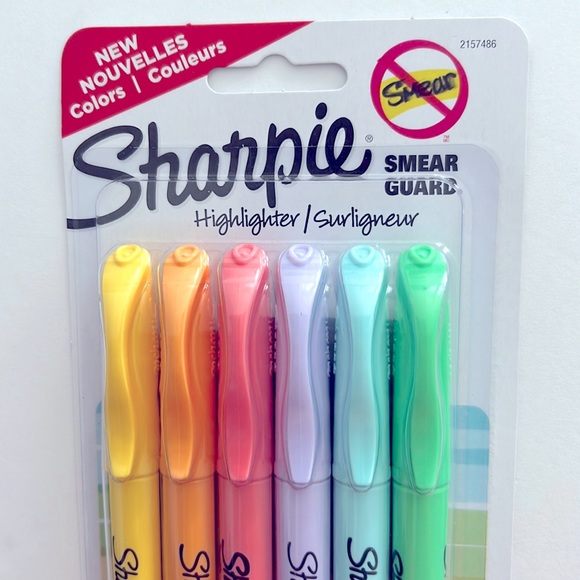 🆕 NEW 6 Highlighter Sharpie Smear Guard (Pastel Colors) - Picture 3 of 6